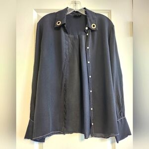 Liu-Jo black 100% Viscose button-down shirt size 8